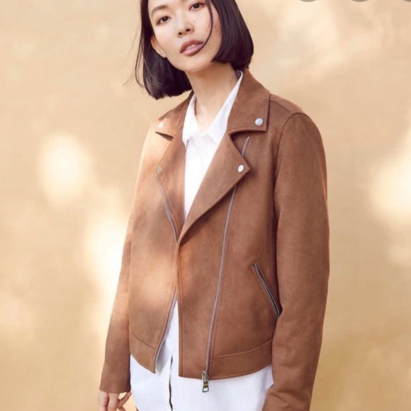 LOFT Suede Moto Jacket in Burnt Orange - Picture 1 of 6